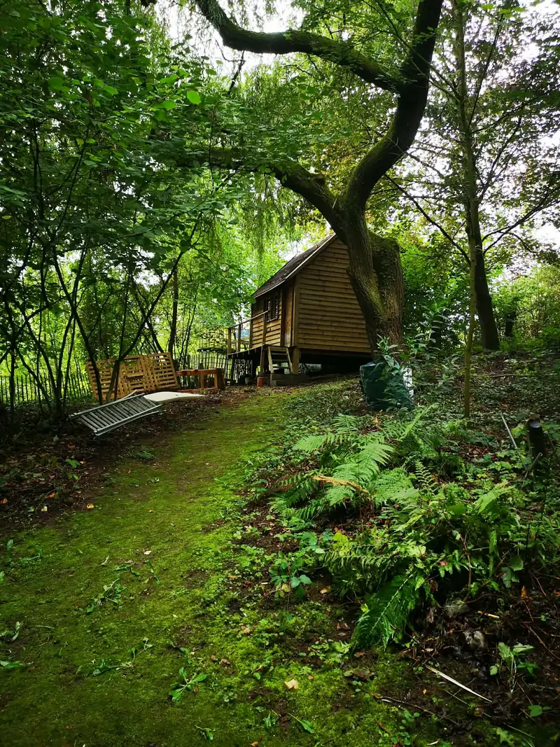 Chemin dégagé permettant de rejoindre un cabanon